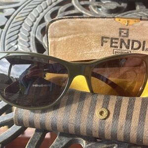 Classic FENDI Wayfarer Sunglasses (FS5192) with Matching Case, Olive/Brown